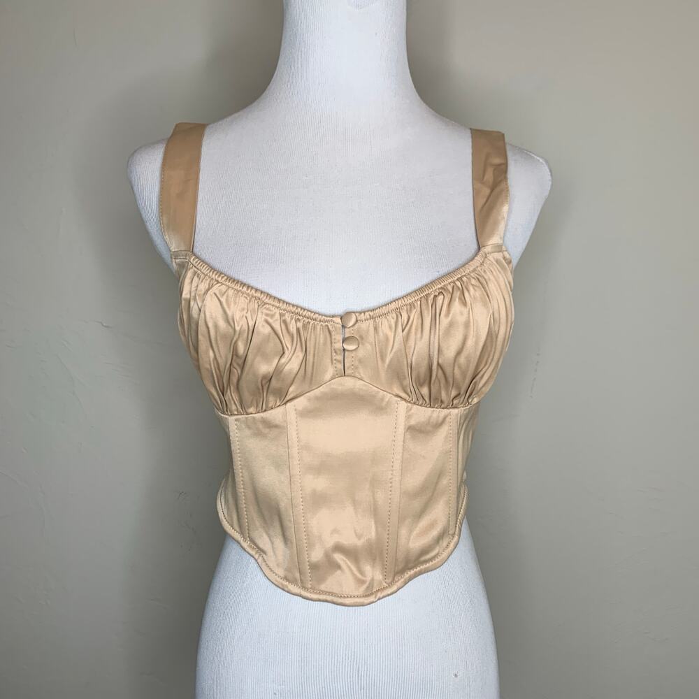 Zara Satin Corset Nude Sz Small High Sides